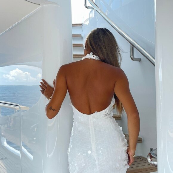 12th Tribe Vera White Payette Mini Dress Size MM - Picture 2 of 3